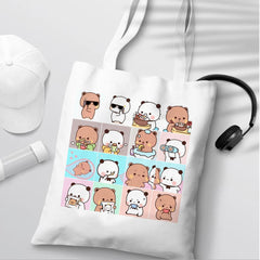 DUDU AND BUBU BEAR TOTE BAG WHITE