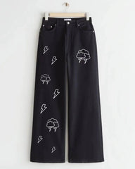BLACK CLOUD THUNDER WIDE LEG JEANS