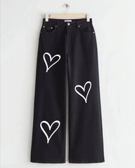 BLACK HEART WIDE LEG JEANS