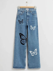 BLUE BUTTERFLY WIDE LEG JEANS