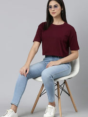 MAROON CROP TSHIRT