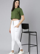 OLIVE GREEN CROP TSHIRT