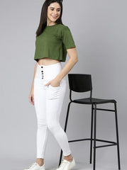 OLIVE GREEN CROP TSHIRT