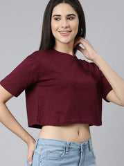 MAROON CROP TSHIRT