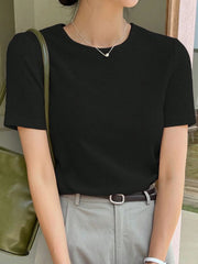 BLACK WAFFLE KNIT TSHIRT