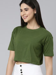 OLIVE GREEN CROP TSHIRT