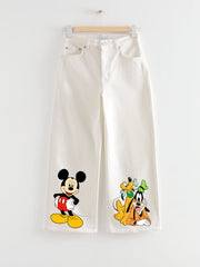 MICKEY AND GOOFY WIDE LEG JEANS