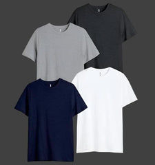 PACK OF 4 BASIC TSHIRTS (WHITE-H GREY-NAVY BLUE-C GREY)