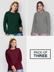 PACK OF 3 FULL SLEEVES ( GREEN-STEEL GREY-MAROON )