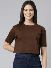 BROWN CROP TSHIRT