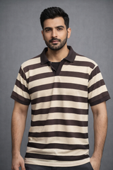 WAFFLE KNIT STRIPES POLO