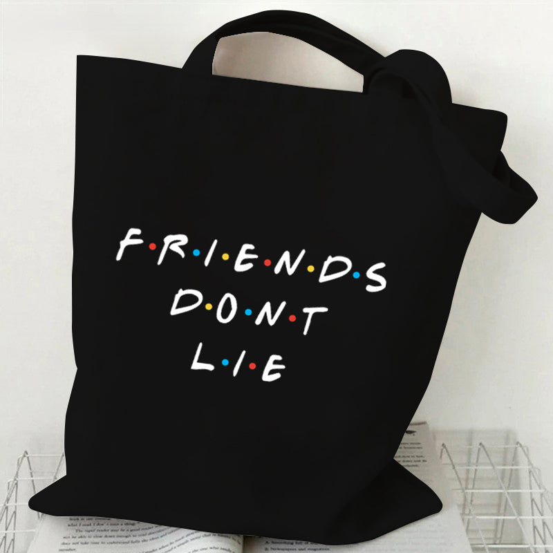 FRIENDS DON'T LIE TOTE BAG BLACK