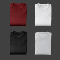 PACK OF 4 BASIC TSHIRTS (BLACK-GREY-WHITE-MAROON)