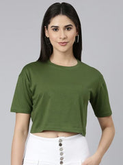 OLIVE GREEN CROP TSHIRT