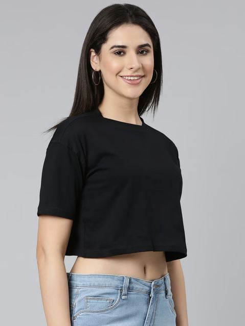 BLACK CROP TSHIRT