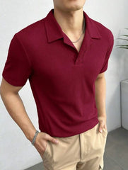 MAROON POLO WAFFLE KNIT TSHIRT