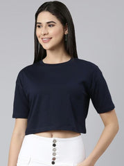 NAVY BLUE CROP TSHIRT