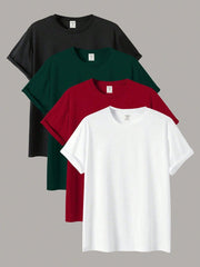 PACK OF 4 TSHIRTS ( BLACK-GREEN-MAROON-WHITE)