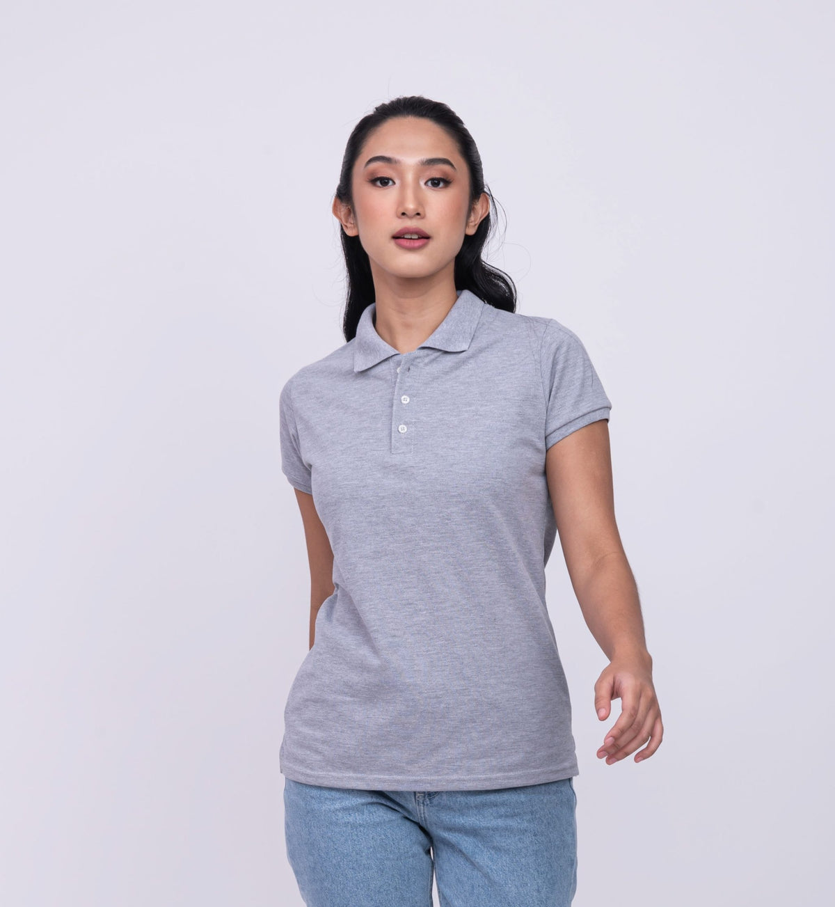 HEATHER GREY POLO TSHIRT