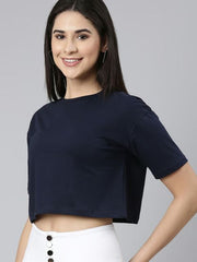 NAVY BLUE CROP TSHIRT