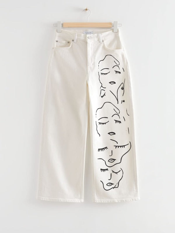 WHITE FACE WIDE LEG JEANS