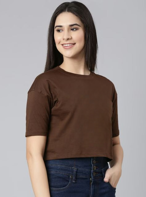 BROWN CROP TSHIRT