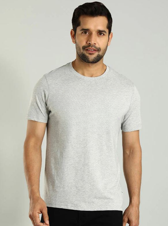 HEATHER GREY HALF SLEEVES TSHIRT