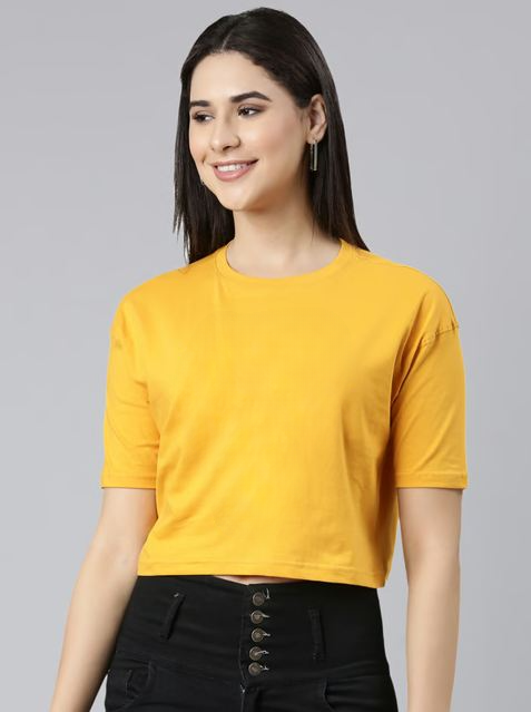 YELLOW CROP TSHIRT