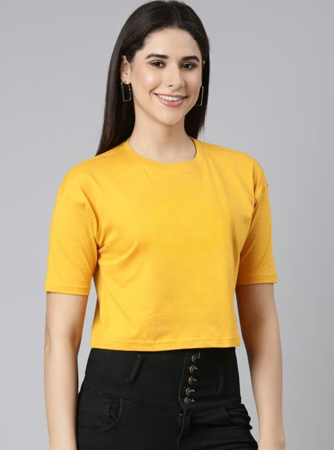 YELLOW CROP TSHIRT