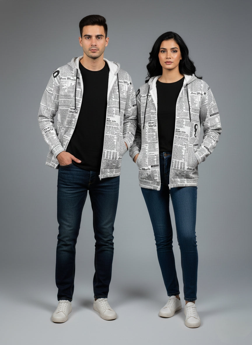 NEWSPAPER ZIPPER HOODIE