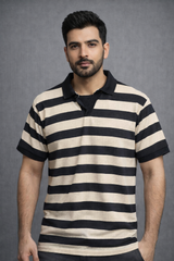 WAFFLE KNIT STRIPES POLO