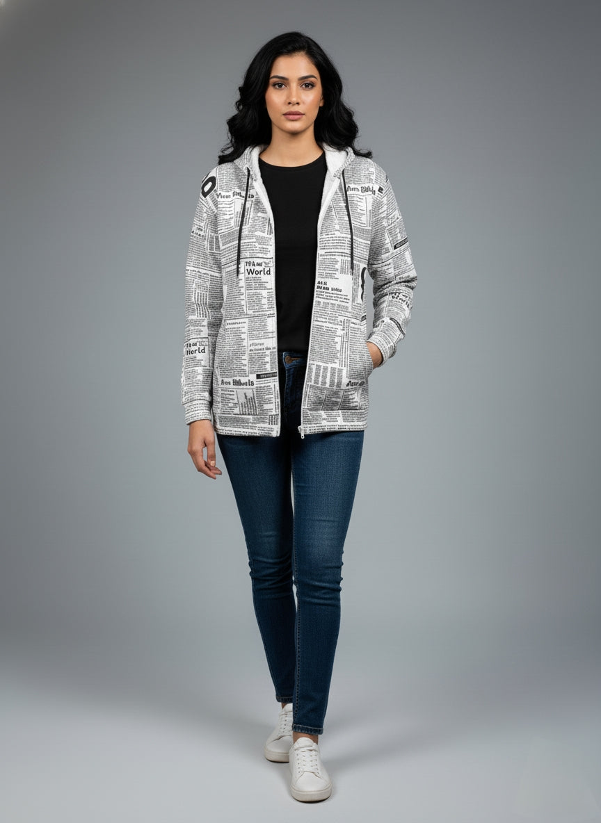 NEWSPAPER ZIPPER HOODIE