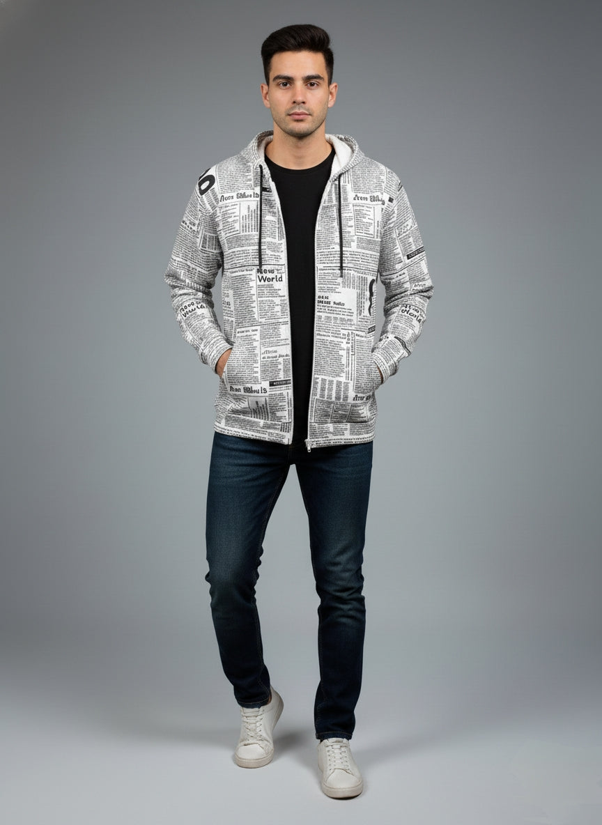 NEWSPAPER ZIPPER HOODIE