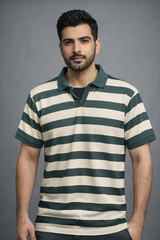 WAFFLE KNIT STRIPES POLO