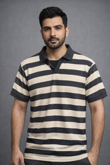 WAFFLE KNIT STRIPES POLO
